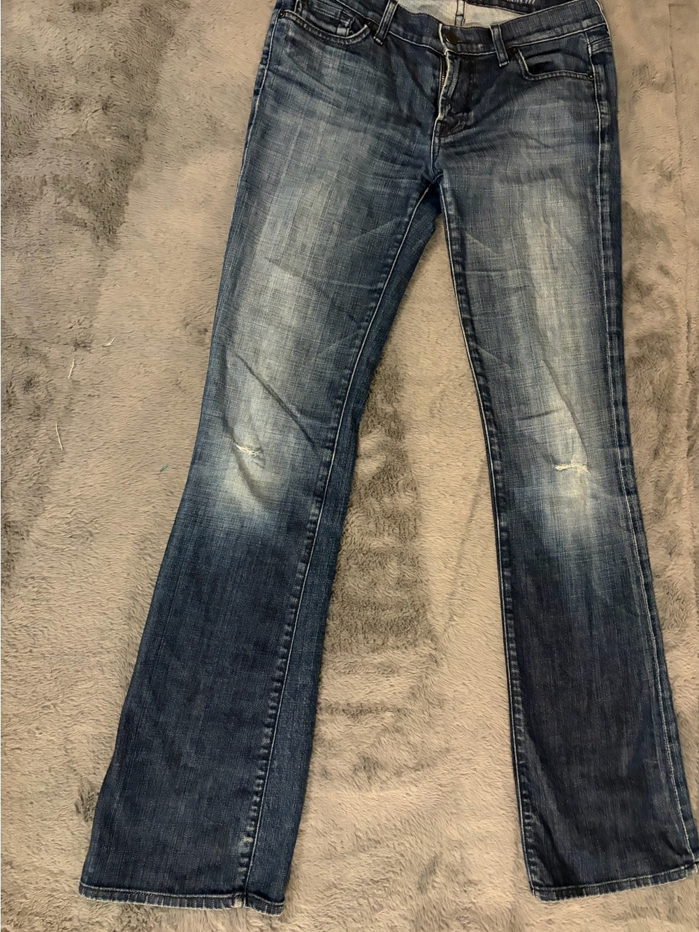 7 For All Mankind Women's Flare Jeans in Washed Blue Denim